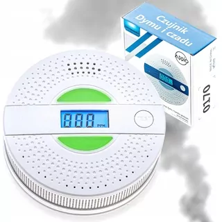 DETEKTOR CO2 a DYMU, detektor oxidu uhoľnatého, LCD bezdrôtový, napájaný z batérie